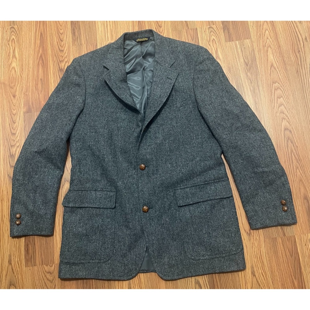 Brooks Brothers Blazer Mens Large Herringbone Tweed Wool Two Button Sport Coat